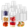 thumbnail image 1 of Fit Meal Prep 250 Pack 5.5 oz Plastic Containers with Lids, Clear Jello Shot Cups, Disposable Souffle Portion Cups, Small Plastic Ramekins for Sauce, Condiment, Salad Dressing, Restaurant Supplies, 1 of 8