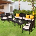thumbnail image 1 of Gymax 8PCS Patio Rattan Set Cushioned Sectional Sofa Glass Table, 1 of 10