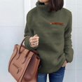 thumbnail image 2 of XZNGL Hauts pour Femmes Manches 3/4 Femmes Couleur Unie Fermetures Éclair Col Roulé Chandail Molletonné Chandail Hauts Blouse Chaude Hauts d'Hiver pour Femmes Manches 3/4 Hauts d'Hiver pour Femmes, 2 of 6