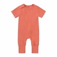 thumbnail image 1 of IROINID Clearance Cotton Neutral Onesies Newborn Baby Girls Boys Bodysuit Summer Short Sleeve Zipper One-piece Romper Jumpsuit,Orange, 1 of 9