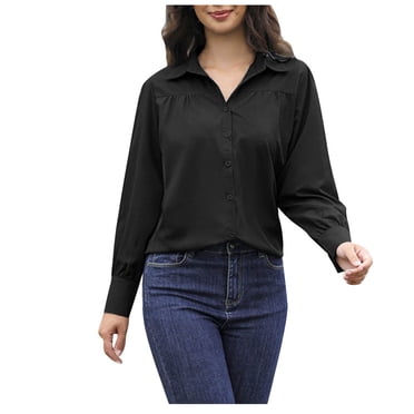 Erwazi Long Sleeve Button Down Shirts for Women Office Work Blouse Casual Slim Fit Dressy Shirt