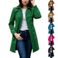 thumbnail image 1 of Manteau Trench Classique pour Femme à Revers Cranté, Style Intemporel à Double Boutonnage, Tissu Résistant à l'Eau, Manches Longues avec Boucles aux Poignets, Coupe Polyvalente Mi-Longue Conçue pour les Vêtements d'Extérieur Décontractés, 1 of 9