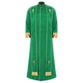 thumbnail image 2 of Moggemol Robe de Clergé pour Hommes avec Étole Costume de Prêtre Jeu de Rôle Manches Longues Croix Dorée Soutane Verte G, 2 of 7