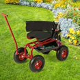 thumbnail image 4 of Costway Chariot de Jardin Roulant Siège de Travail de Jardinage Extérieur avec Hauteur Réglable et Rangement pour Outils Rouge, 4 of 10