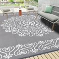 thumbnail image 1 of Findosom 9'x12' Waterproof Outdoor Rug, Foldable Reversible Plastic Straw Rug, Large Patio Rug for Outdoors, RV, Patio, Backyard, Deck, Picnic, Beach, Camping Gray, 1 of 6