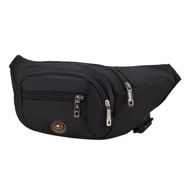 PVCS Sac Ventral pour Femmes et Hommes Sac-Ceinture Noir Sac de Taille Sac pour Téléphone d'Extérieur