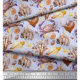 thumbnail image 3 of Soimoi Blue Moss Georgette Fabric Crab,Shell & Coral Ocean Decor Fabric Printed Yard 42 Inch Wide, 3 of 3