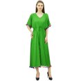 thumbnail image 2 of Bimba Robe Kaftan Longue en Rayonne pour Femme avec Pompon, Designer Chic, Maxi Caftan, 2 of 9