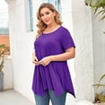 thumbnail image 5 of LARACE Plus Size Tunic Tops for Women Pleated Flowy Short Sleeve Shirts DarkPurple 5X, 5 of 5