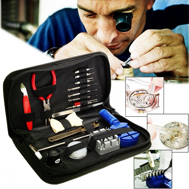 Rdeghly 19pcs Watch Repair Tool Watchmaker Kit For Changing Watchband & Opening Watchcase , Watch Repair Tool Kit, Watch Repair