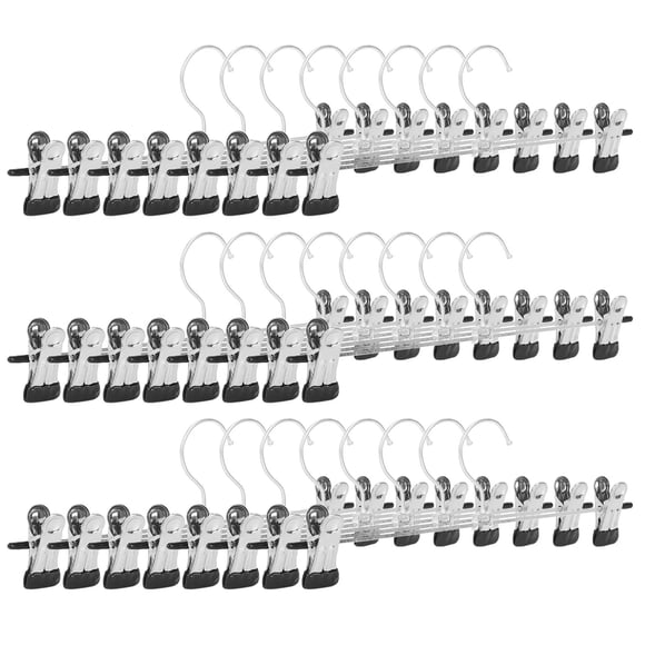 24 PCS Skirt Hangers with Clips, Pants Hanger Metal Pant Hangers Space Saving for Pants Skirts Clothes,24 * hanger,silver & black