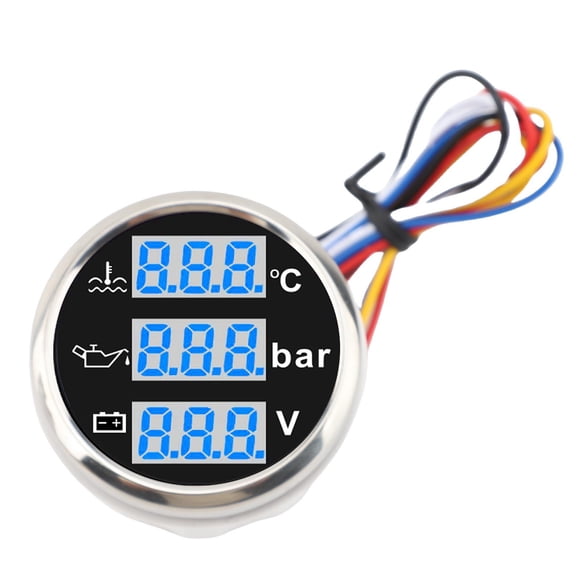 Digital Boat Water Temp Oil Pressure Voltmeter with Triple Gauge Set, High Clarity Digital Display, Reliable Reminding System for Cars, RVs, Trucks, Boats, Yachts, and