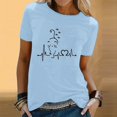 thumbnail image 2 of TSADFHJI Hauts Mignons pour Femmes Été Femmes Printemps Été Chats Imprimés Manches Courtes Col Rond T-Shirt Haut m Bleu, 2 of 5