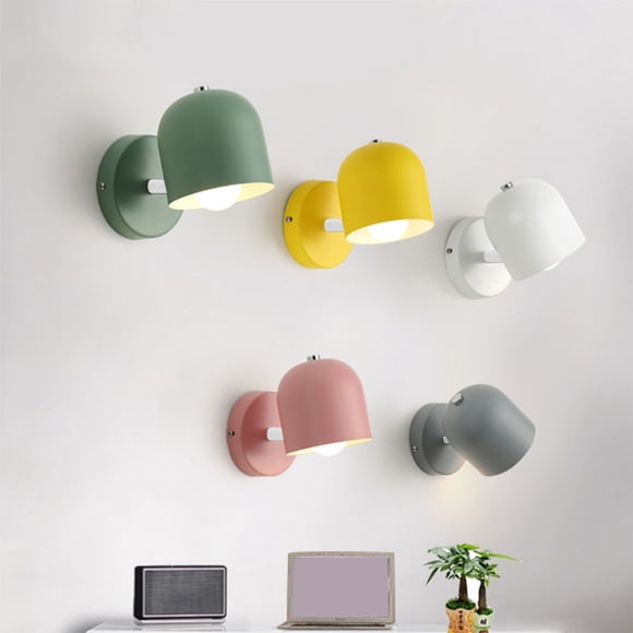 Iron Bedside Lamp Gray Iron Wall Lamp LED Bedside Light for Study Bedroom Entrance,(1-Piece) Rkxzt