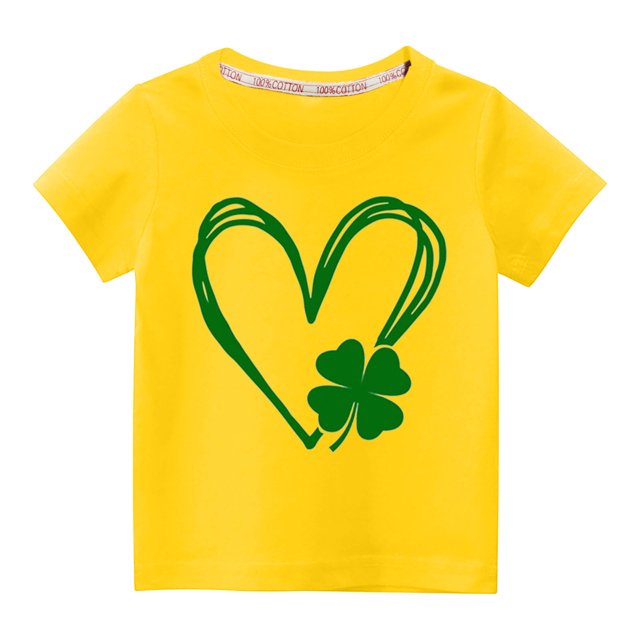 vdgthytj Enfants Garçons Filles T-Shirts de la Saint-Patrick Trèfle Graphique Col Rond Manches Courtes Hauts d'Été Blouse