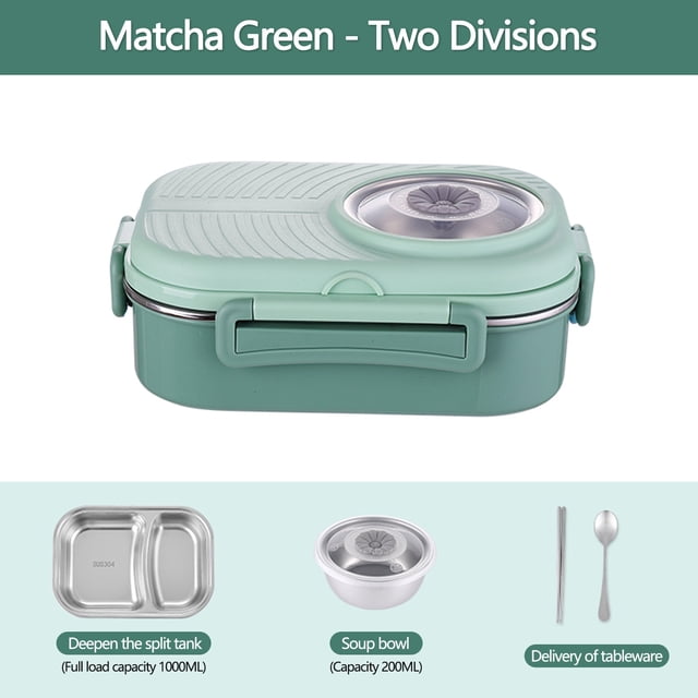 Amzcrzy Lunch Box forWomen Stainless Steel Lunch Box Office Worker Student Lunch Box Sealed Lunch Box With Soup Bowl Student Tableware Compartment Insulation Lunch Box Stainless Steel Lunch Box