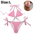 thumbnail image 2 of Women's Halter Tie Side Triangle Bikini Set String 2 Piece Bikini Swimsuit Bathing Suit, 2 of 5