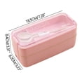 thumbnail image 3 of Dvkptbk Bento Lunch Box, Multi Layered Lunch Box with Forks Spoons, Lunch Box for Office Workers, Double Layer 750ml Portable Picnic Box for Food Fruit Snack, Meal Prep Containers, 3 of 3