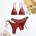 thumbnail image 2 of DGMIOCS Ensemble de Bikini Taille Haute pour Femmes Maillot de Bain pour Femmes Rouge Brique TG, 2 of 7