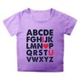 thumbnail image 1 of T-shirts Filles Été Imprimé Lettre Col Rond Manches Courtes T-Shirt Décontracté Hauts Filles Violet 6-7 Ans, 1 of 4