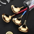 thumbnail image 3 of serony Stainless Steel Sauce Spoon Portable Mirror Polished Anti-rust Odorless Smooth Home Kitchen Soup Ladle Accessories Green Gold, 3 of 8