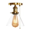thumbnail image 1 of FSLiving Cone Glass Wall Light with Zipper Switch 12V Gold RV Decorative Light RV Ceiling Light Hallway Light Ceiling Mount, 2700K Bulb Included Industrial Semi Flush Mount for RV Camper - 1 Light, 1 of 6