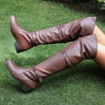 thumbnail image 4 of LSLJS Large Size Long Women Pointed Low Heels Belt Buckles High Tube Over Knee Knight Boots, 4 of 9
