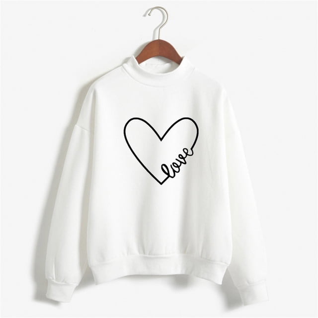 Meichang Sweat-Shirt pour Femmes Chemise de la Saint-Valentin Sweat-Shirt Graphique Cœur Mignon Pull Col Rond Manches Longues Sweat-Shirts de Vacances Saint-Valentin