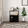 thumbnail image 2 of Wine Bar Rack Cabinet with Detachable Wine Rack, Bar Cabinet with Glass Holder, Small Sideboard, Buffet Cabinet with Mesh Door, Wine Storage Cabinet with Storage, 2 of 4