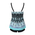 thumbnail image 3 of VEKDONE Two Piece Swimsuits for Women Plus Tankini Tummy Control Bathing Suit Ruffles Tankini Top with Bikini Bottoms Blue,M, 3 of 4