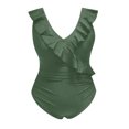 thumbnail image 4 of YUTK Bathing Suit Cover Up for Women - Women Oversized Sports Jumpsuit Surfing Suit Sleeveless Sun Protection Solid Color Ruffle Swimsuits - Army Green M, 4 of 5