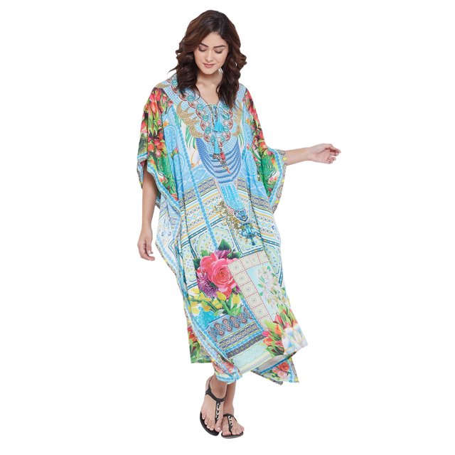 Robe Kaftan Longue Décontractée Ample à Manches Kimono pour Femmes Grande Taille, Tenue de Villégiature, Robe de Soirée, Fête, Été, Plage, Couvre-Maillot