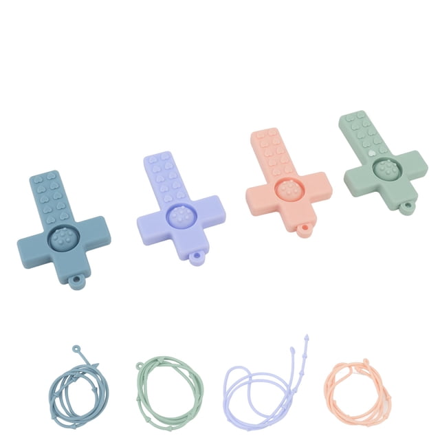 4PCS Silicone For Infant & Baby, Baby Silicone Teething Relief Colorful Infant Chew Toy With Lanyard