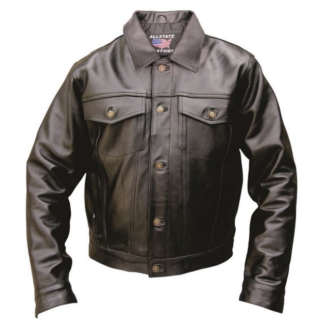 Allstate Leather Men's AL2013 Denim Style jacket X-Large Black
