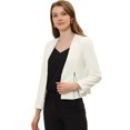 thumbnail image 1 of INSPIRE CHIC Blazer Court Sans Col à Fermeture Éclair pour Femme de Style Workwear TG Blanc, 1 of 6