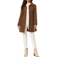thumbnail image 2 of INSPIRE CHIC Manteau Long d'Hiver pour Femme à Col Peter Pan, à Simple Boutonnage, Brun Uni, P, 2 of 5