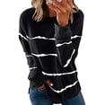 thumbnail image 2 of hoksml Vêtements d'Automne Mode Femme T-Shirt à Col Rond à Manches Longues d'Été Imprimé Décontracté Ample Blouse Chandail Hauts Liquidation, 2 of 6