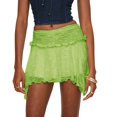 thumbnail image 1 of Women's Low Waist Lace Mini Skirt Ruffled Tiered Pleated Flowy Slip Skirt - Polyester, S-L, 1 of 3