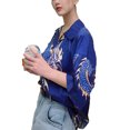 thumbnail image 1 of pitrice Hawaiian Beach Shirt Buttoned Short Sleeve Simple Dragon Pattern Top Breathable Ethnic Style T-shirt Outdoor Holiday Blue XL, 1 of 9