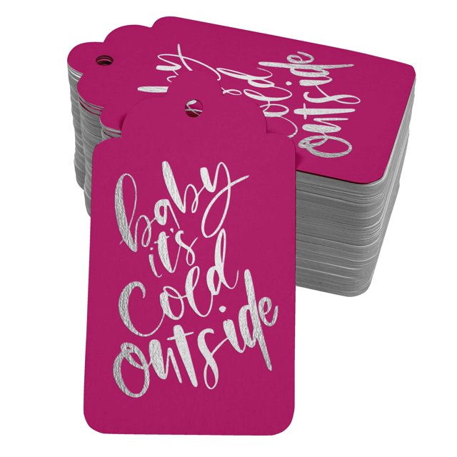 Inkdotpot 50 Pack Real Silver Foil Paper Tags Baby It's Cold Outside Baby Shower Favor Hang Tag