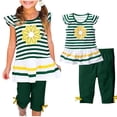 thumbnail image 1 of TopLLC Ensembles de Blouses et Chemises à Manches Courtes Col Rond Mode Décontractée pour Filles Hauts à Manches Courtes Col Rond Boutonné Imprimé Ensembles de Pantalons Courts Ensemble Fille, 1 of 7