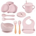 thumbnail image 1 of AMERTEER 9Pcs Children‘S Silicone Tableware Set Baby Non-Slip Divided Children‘S Plate Bowl With Suction Cup, 1 of 5