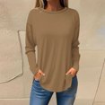 thumbnail image 2 of FAIWAD Women's Spring Long Sleeve Tunic Tops Round Neck Plus Size Solid Color Loose Pullover Tops, 2 of 3