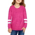 thumbnail image 2 of PMVFHDE Liquidation Chemises Filles Décontractées Manches Longues Col Rond Chandails en Molleton Rayés Amples Pull Tops Rose Vif, 8-9 Ans, 2 of 4