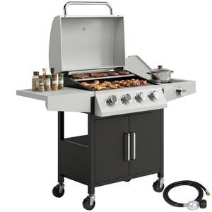Outsunny 4+1 Grille à gaz de propane liquide de combustion, Portable à l'extérieur BBQ Grille
