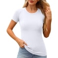 thumbnail image 1 of Hauts à Col Rond pour Femmes T-Shirt de Sport à Manches Courtes Haut de Course et de Mise en Forme Ajusté Respirant Tenue de Yoga, 1 of 3