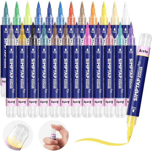Arrtx Markers, Set of 24 Colors Acrylic Paint Pens Art Supplies for Teens, Adults