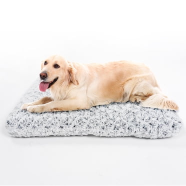 Gogreen Deluxe Plush Dog Crate Bed, Anti-Slip Mat, Washable Kennel Pad for Medium Large Dogs, Luxury Support & Comfort - 23" x 18", Gray