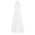 thumbnail image 4 of renvena Robe de Demoiselle d'Honneur Sans Manches en Chiffon pour Filles, Ivoire 14, 4 of 7