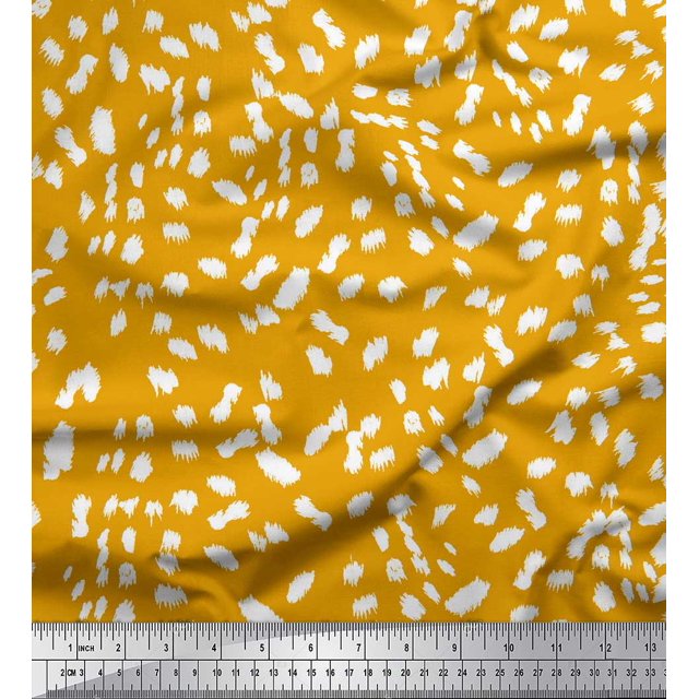 Soimoi Gold Rayon Fabric Cow Animal Skin Decor Fabric Printed Yard 42 Inch Wide
